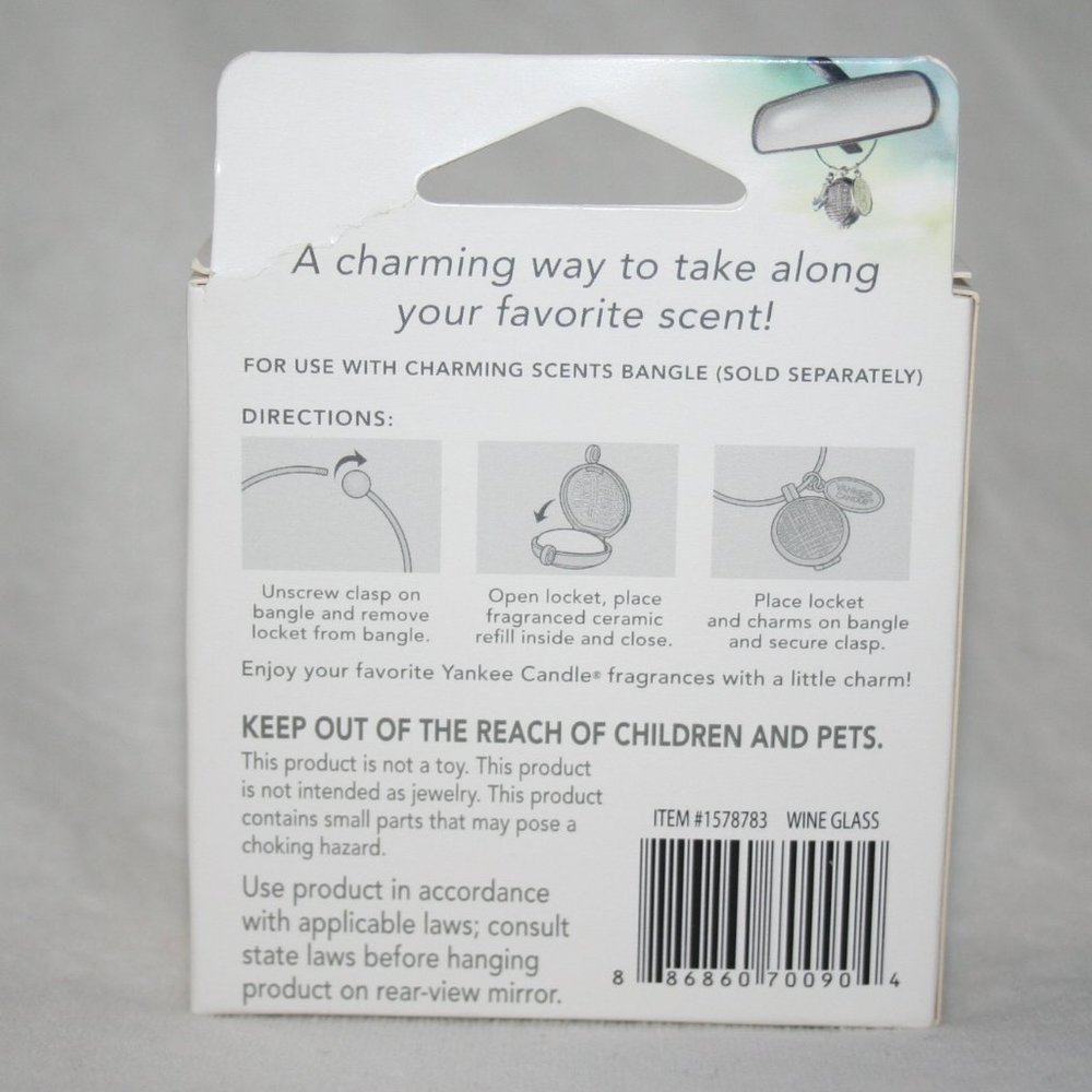 Yankee Candle Wine Glass Charm Charming Scents Car Air Freshener Decor - Picture 4 of 7